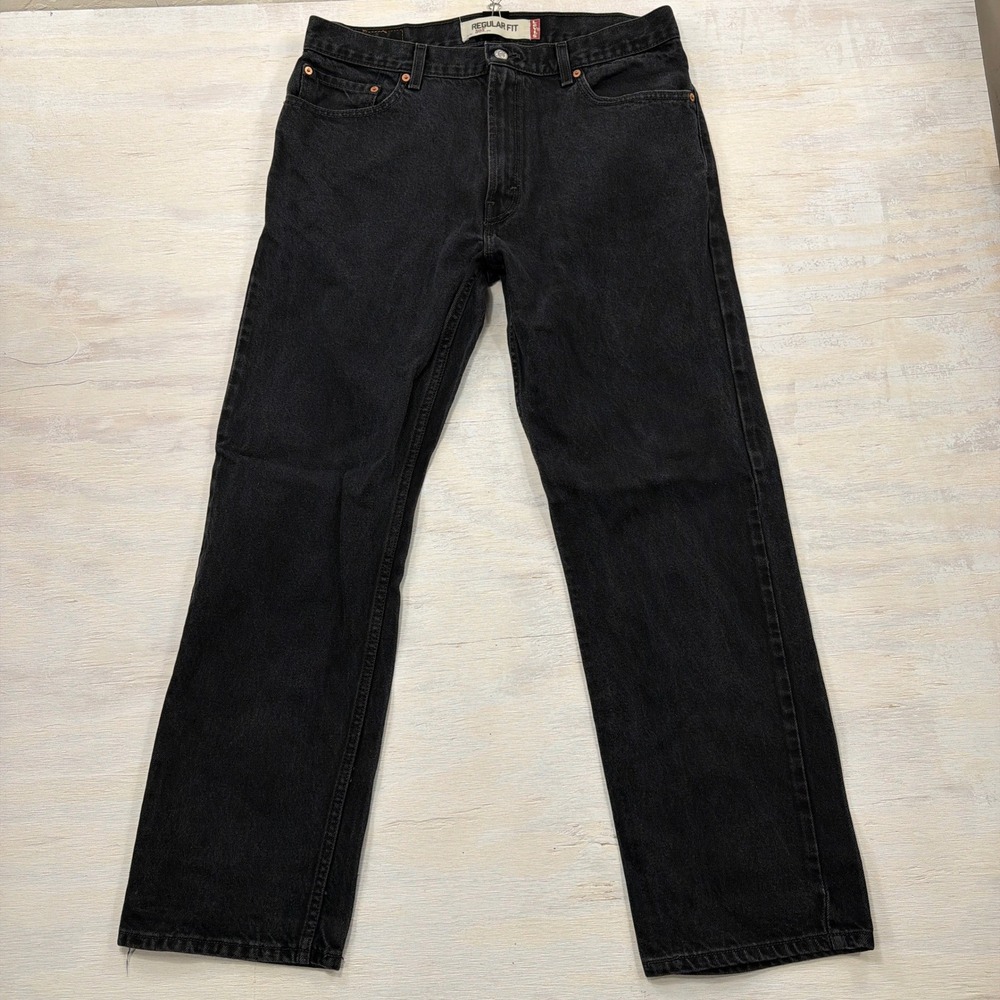 Vintage Levi's Jeans 505 Regular Fit W36 L32 Straight Leg Faded Black Mens Denim